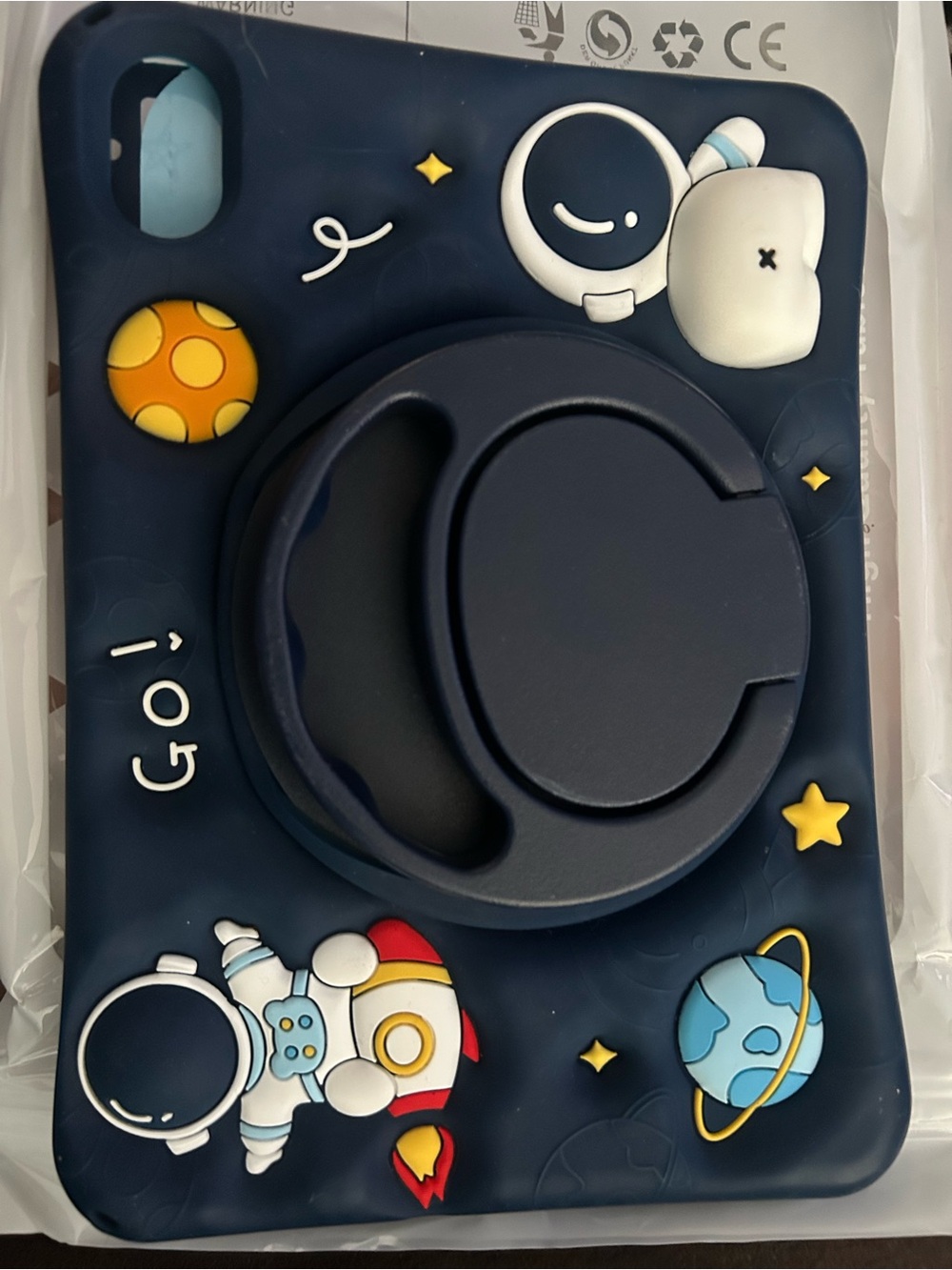 Cute Space Silicone iPad mini 6 Grip Case - Navy Blue 360 grip handle